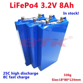 

GTK 3.2v 8Ah lifepo4 cell 3.2v lithium battery 25C High rate 8C fast charge DIY 12v 24v start battery trolling boat 20ah 40ah