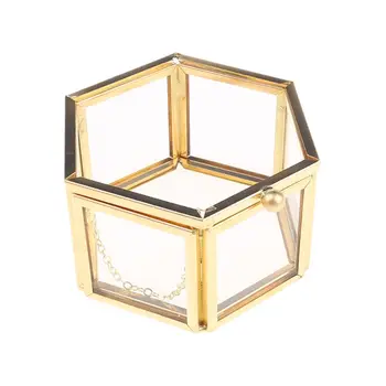 

2020 New Geometrical Clear Glass Jewelry Box Jewelry Organize Holder Tabletop Succulent Plants Container Home Jewelry Storage