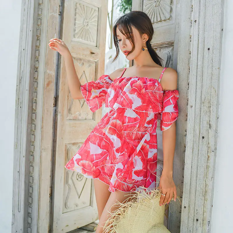 

Swimsuit Surfing Bathing Suit For Girls Swimwear Lady Korean Woman Clothes Condole Three Piece Pure Animal Polyester Fmzxg