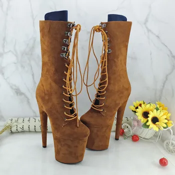 

Leecabe Newest 20CM/8inches Pole dance shoes with suede High Heel platform Boots