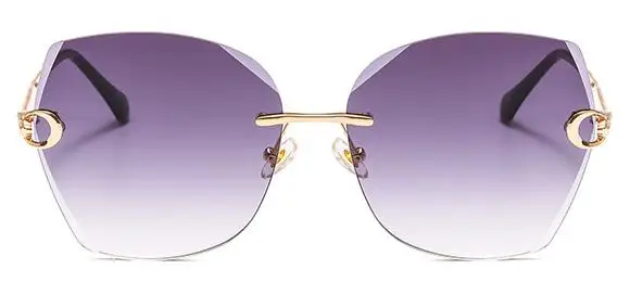 gold gray Новые модные коричневые солнцезащитные очки Женские Ретро Винтажные Солнцезащитные очки Роскошные Брендовые очки без оправы oculos de sol feminino UV400 Shade - Цвет линз: gold gray