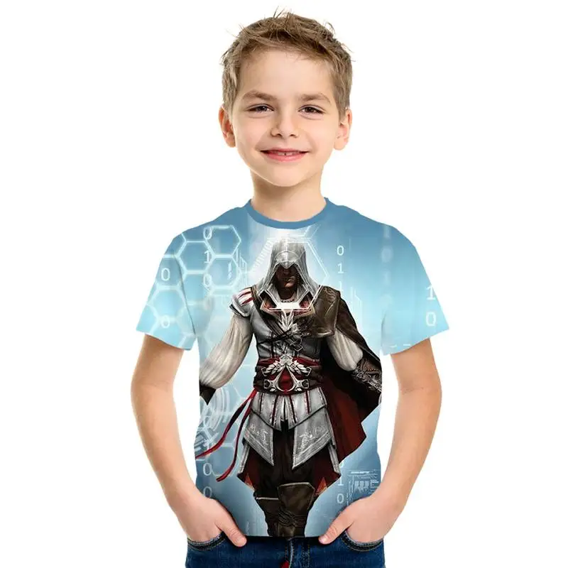 Детская куртка с 3D-принтом Assassin's Creed Altai, модная футболка с короткими рукавами и принтом электронных игр для мальчиков и девочек