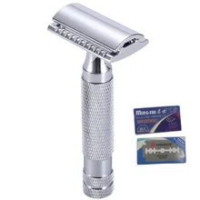 15 лезвий, 1 Бритва, для мужчин, для бритья, Классическая Безопасная бритва, медный сплав, ручная бритва, двойной край, бритва, дорожный набор, влажная бритва