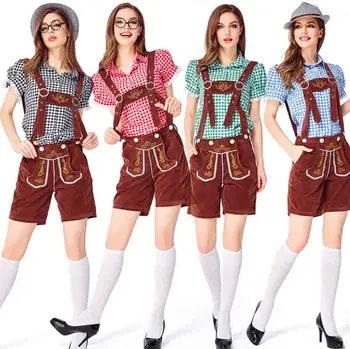 

2 pcs Sets Adult Women Oktoberfest Costume Fancy Dress Halloween Munich German Beer Maid Cosplay Costume For Women Plus Size 2XL