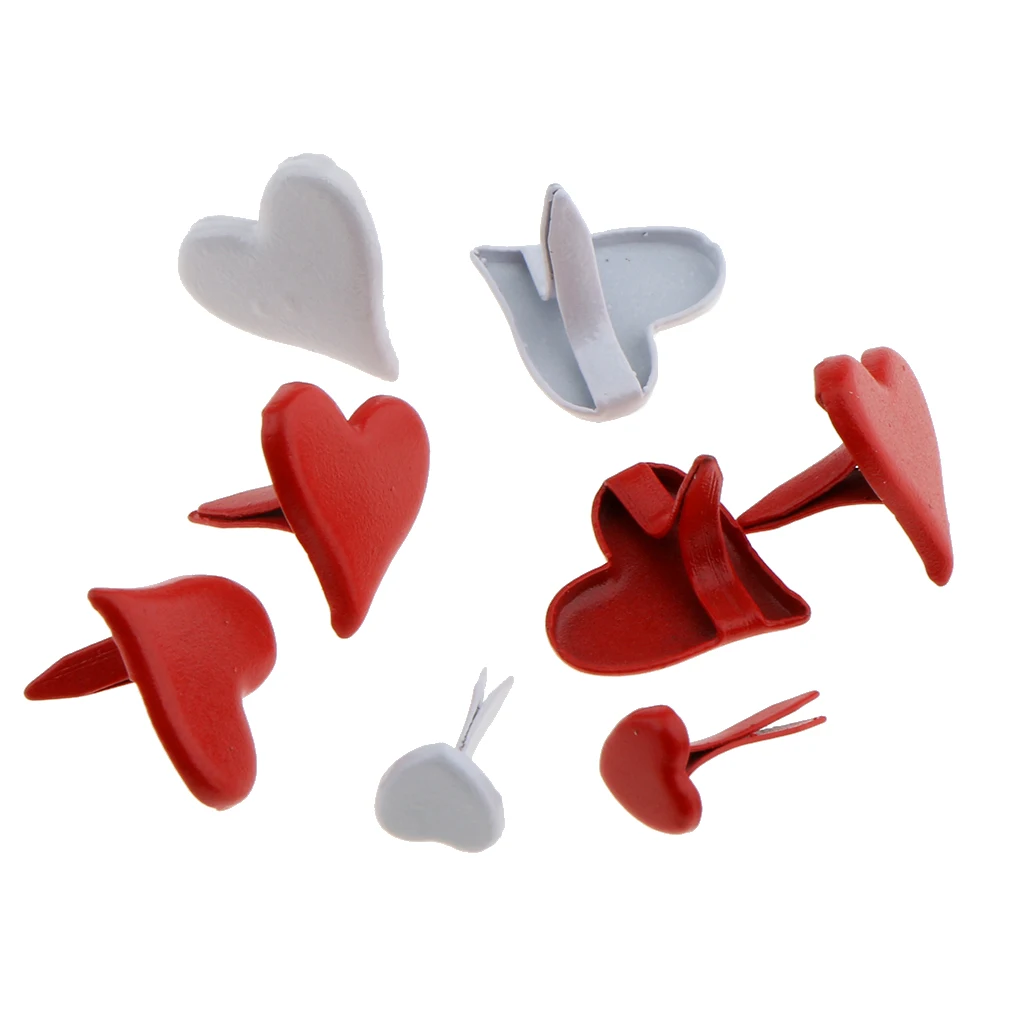 100pcs 11mm Heart Shape Metal Brads For Scrapbooking Card Making DIY Craft
