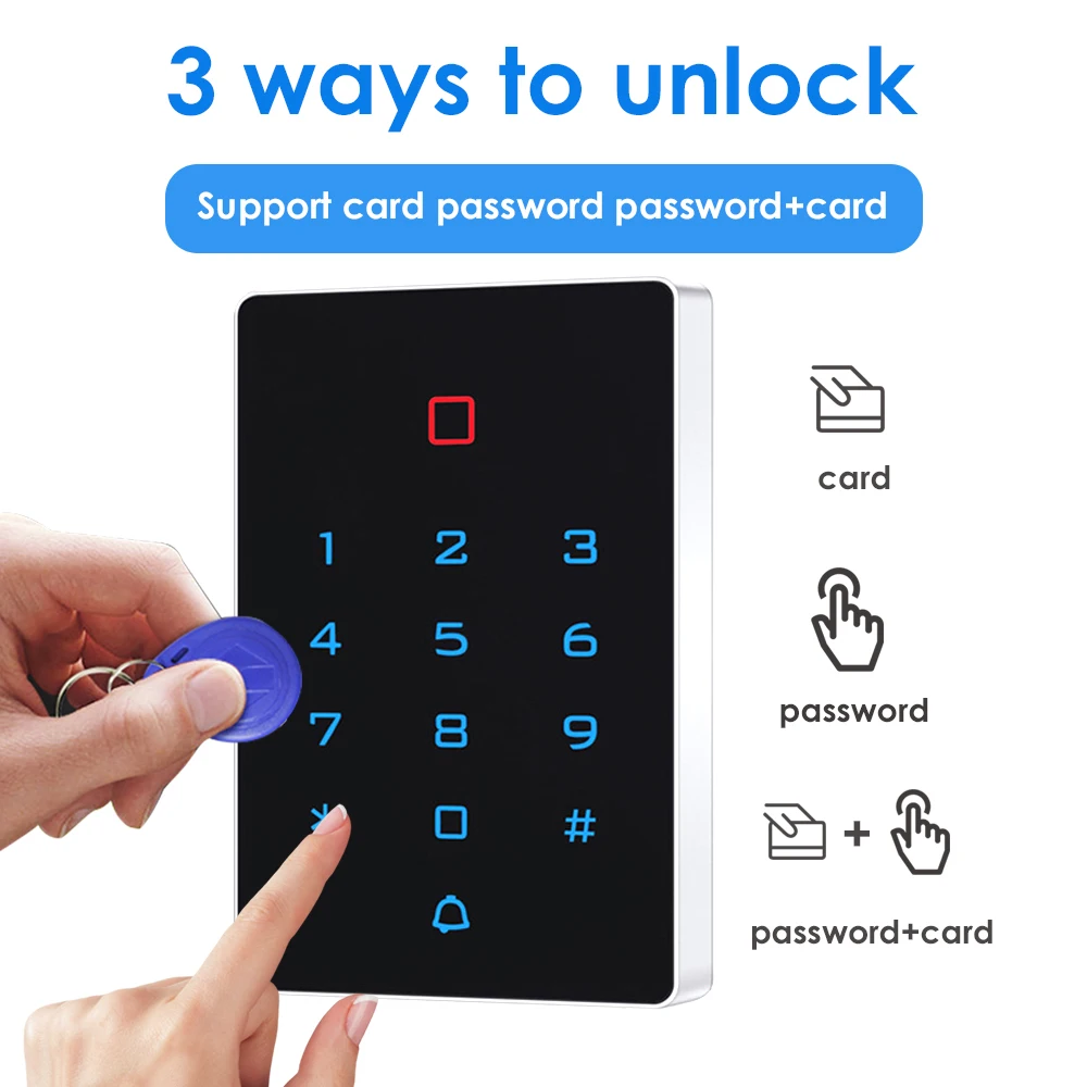 Tuya App Wifi Access Control Keypad 125khz 13.6Mhz RFID Card Access Controller wiegand 26 2000 User IP67 Waterproof