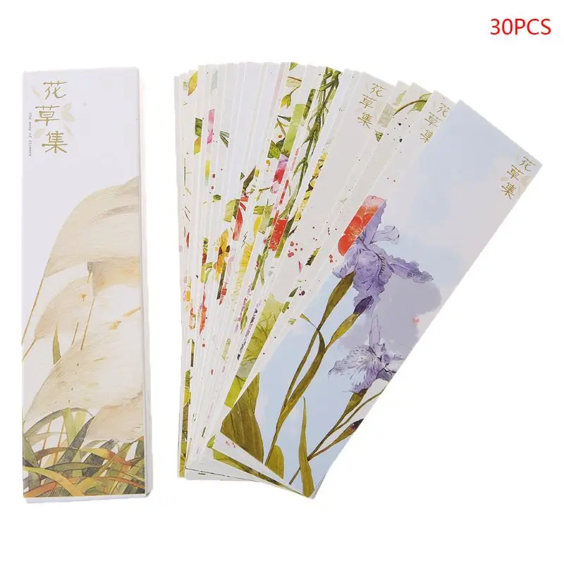 30 шт креативные бумажные закладки в китайском стиле, набор карт с изображением цветов, ретро красивые закладки в коробке, памятные подарки