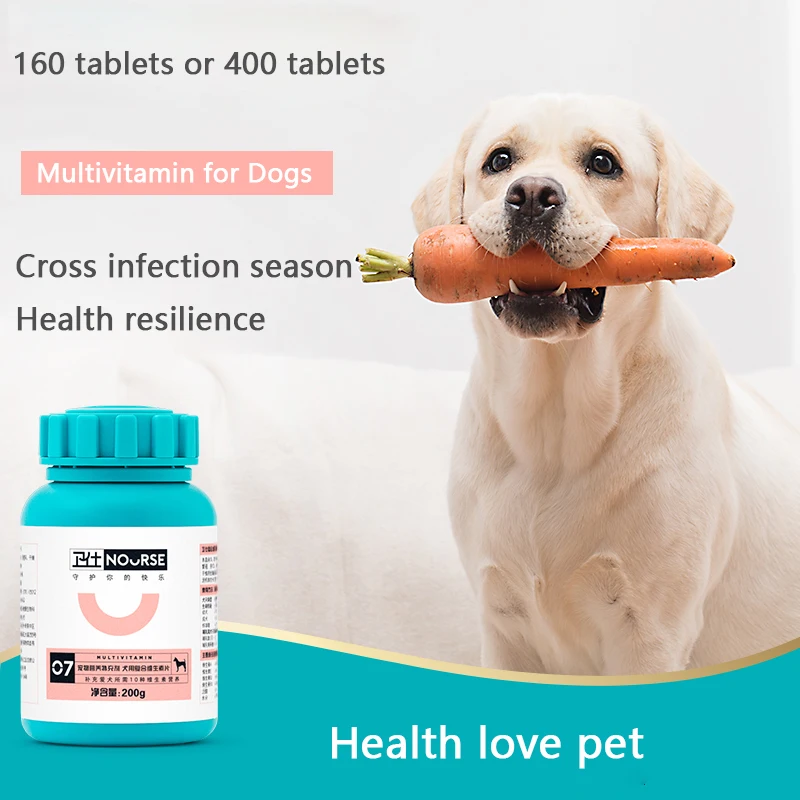 Tabletas multivitamina para mascotas, 400 tabletas/160 tabletas adicionales de vitamina para perros, Golden Retriever de peluche, alimentación para la salud de las mascotas
