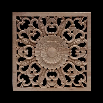 

Ornamental Decoration Exquisite Natural Long Large Oval Flower Wooden Furniture Walls Cabinet Wood Applique Wood Decal Onlay NEW