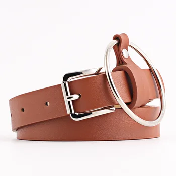 

Fashion Punk O-Ring for Women Belt Female PU Leather Square Metal Pin Buckle Straps 5 Color Ladies Waist Jeans Belt for Women