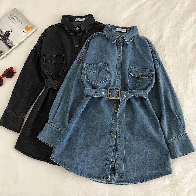 mid length denim dress