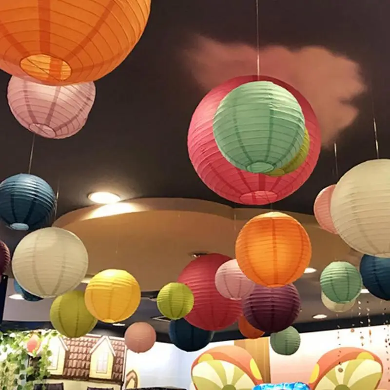 8 inch Round Chinese Paper Lantern Unique DIY Paper Lamp Wedding Decor Party Supplies Home Festival Celebrations Accessories