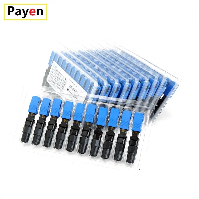 PAYEN 150PCS Embedded Fiber Optic Fast Connector Single Mode Fiber Optic Adapter SC UPC Cold Connection Quick Field Assembly