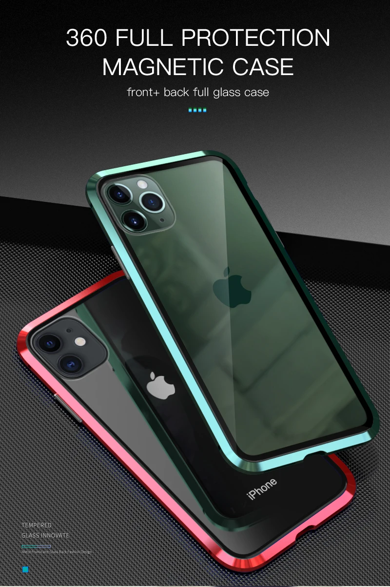 LUPHIE двусторонний стеклянный чехол для телефона для iPhone 11 Pro Max с магнитной адсорбцией металлический бампер чехол для iPhone 11 pro Роскошный чехол