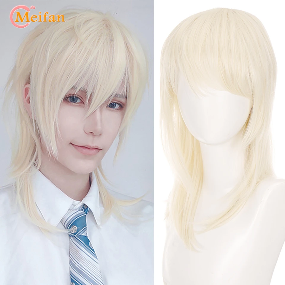 Meifan 男性用合成コスプレウィッグ 高温繊維 金髪の光 アニメ 男性用 Aliexpress