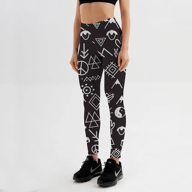 Cute Pattern Printed Leggings Black 