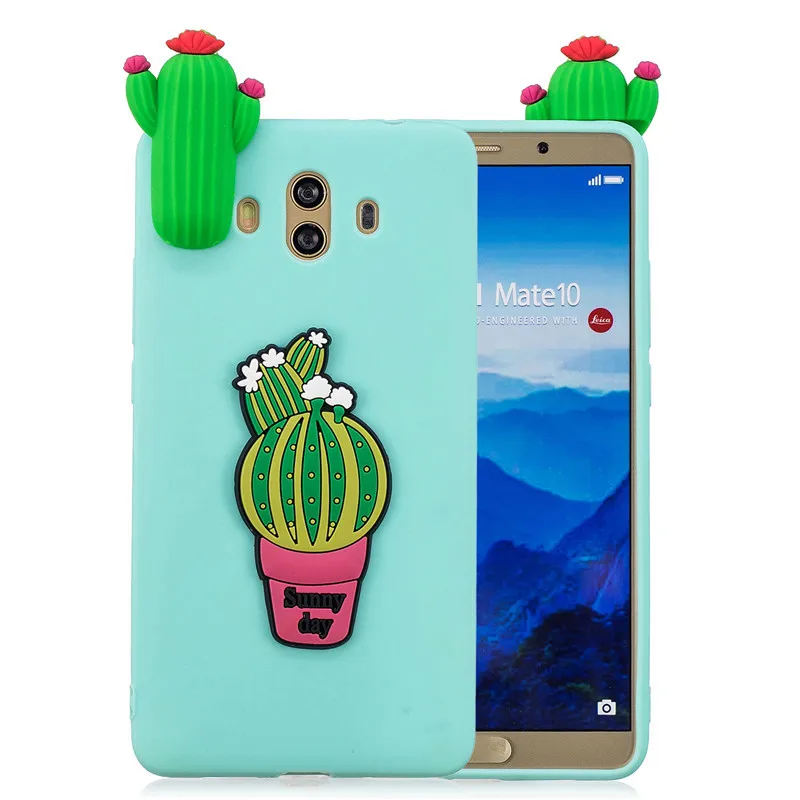 Милый 3D чехол из ТПУ с изображением панды единорога кота щенка Etui для Huawei Mate 10 Lite 20