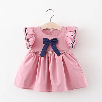 

Cute Baby Girls Summer Sundress Elegant Bowknot Mini Vest Dress Casual Toddler Girls Wedding Party Dresse Vestidos Robe Fille
