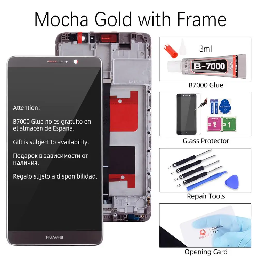 withFrame Mocha Gold 5,9 '' ЖК-дисплей для huawei mate 9, сенсорный ЖК-экран, дигитайзер с рамкой, дисплей для huawei mate 9, MHA-L29, замена - Цвет: withFrame Mocha Gold