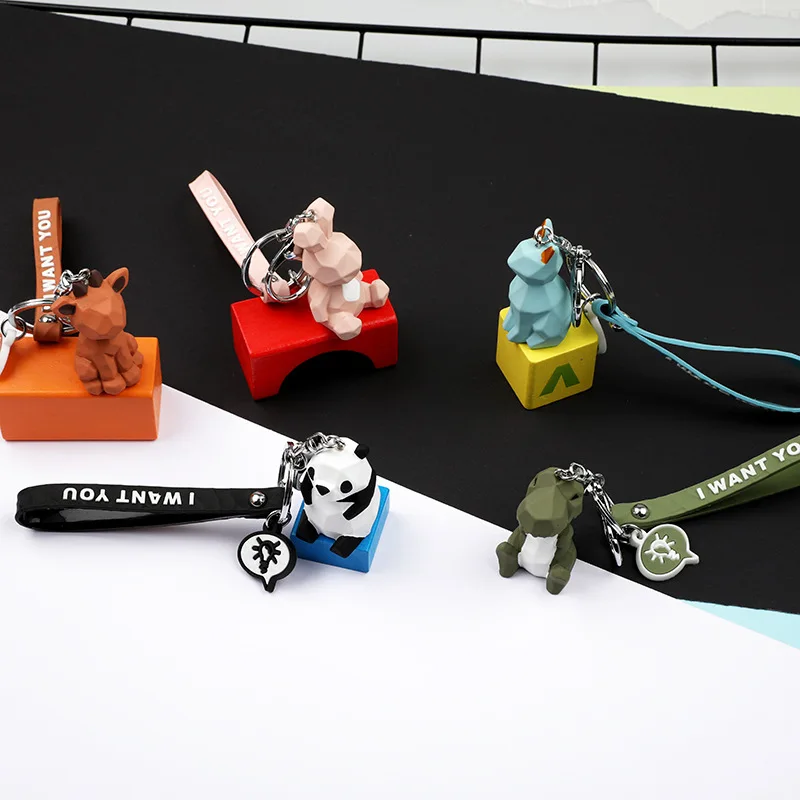 2019 New Fashion Cute Dinosaur Keychain Key Ring Fashion Cartoon PU Key Chain Creative Car Bag Phone Key Ring (12)