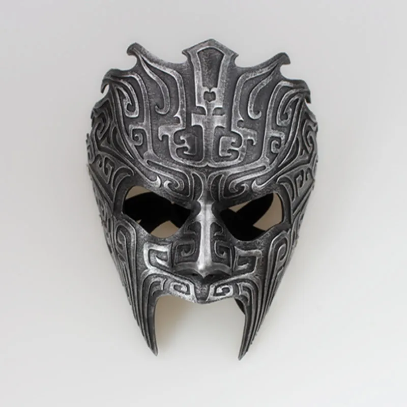 antique silver color Мужская Маскарадная маска ужасов для Хэллоуина, эластичная маска, таинственная маска для маскарада, маска для Хэллоуина, древняя карнавакарнавальная маска для вечеринки - Цвет: antique silver color