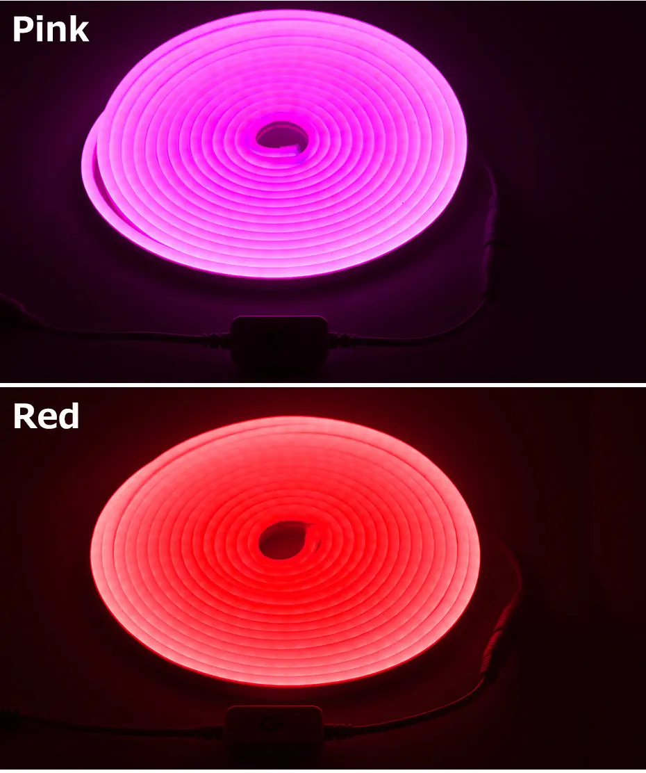 Водонепроницаемый светодиодный, неоновый свет лента 12 в сенсорный затемнение ЕС США адаптер питания IP67 Светодиодный лента Гибкая неоновая световая лента 1 м-5 м