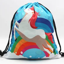 Последняя 3D цифровая сумка со стягивающим шнурком и напечатанным текстом рюкзак сумка Единорог для хранения покупок Drawstring Рюкзак