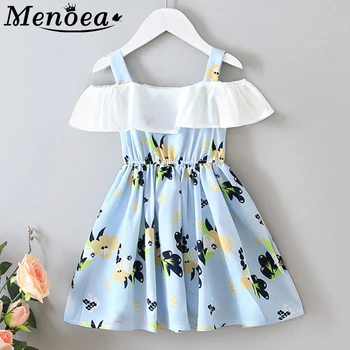 

Menoea Girls Floral Dress 2020 Girl Off-Shoulder Clothes Short Sleeve Flower Pattern Dress Children Casual Dress Kids Dresses