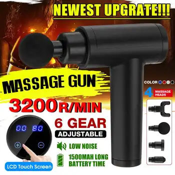 

3200r/min 6 Gear Muscle Massage Guns Sport Therapy Massager Body Relaxation Pain Relief Slimming Shaping Massager With 4 Heads