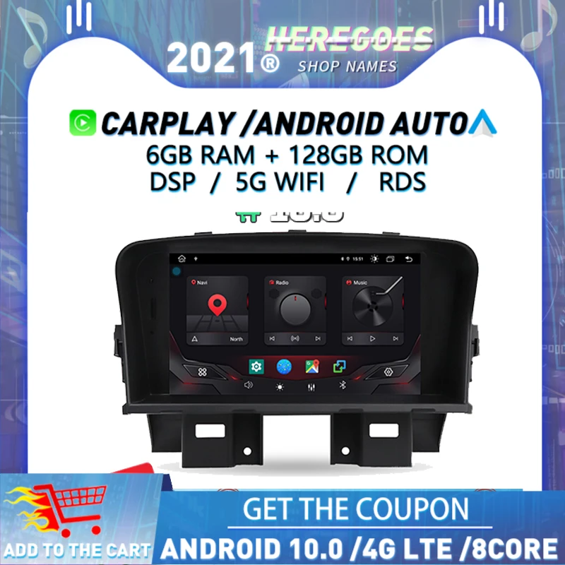 2Din 4G SIM LTE DSP Android 10 0 + 64G Автомобильный мультимедийный DVD плеер GPS Carplay Bluetooth RDS радио