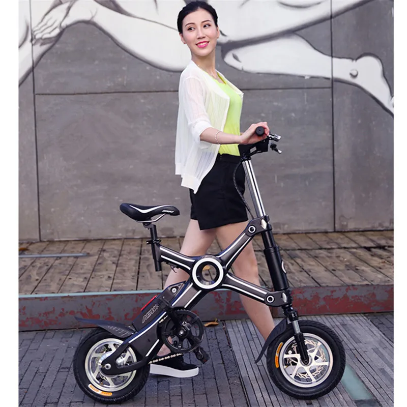 Folding Electric Scooter 2 Wheel Electric Scooters with Smart APP 12 inch 250W 36V Mini pink Electric Bicycle Bike for women  (2)