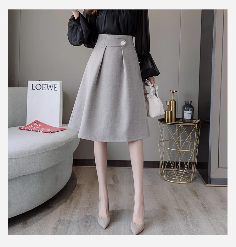 mini skirts for women 2020 Fashion Korean Style Skirt t for Woman Button Autumn Winter Vintage Solid Work Wear Skirt Lady Office Business Skirt plaid skirt