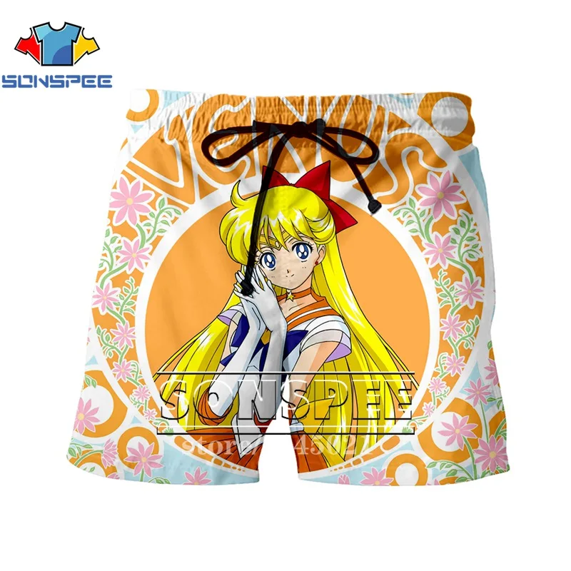 SONSPEE летние новые мужские и женские шорты с 3D принтом аниме Сейлор Мун пляжные шорты для фитнеса милые унисекс повседневные милые свободные шорты S2607