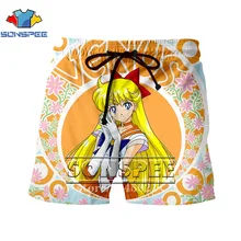 SONSPEE летние новые мужские и женские шорты с 3D принтом аниме Сейлор Мун пляжные шорты для фитнеса милые унисекс повседневные милые свободные шорты S2607