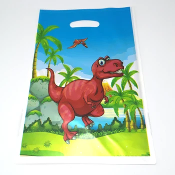 

20pcs/pack Happy Baby Shower Party Kids Boys Favors Lovely Dinosaur Theme Plastic Loot Bags Birthday Decoration Gifts Bags