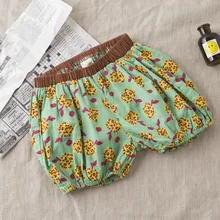 Летняя детская одежда; Детские шорты; брюки для маленьких девочек из чистого хлопка; тонкая верхняя одежда; шорты; леггинсы; брюки-шаровары с большим низом