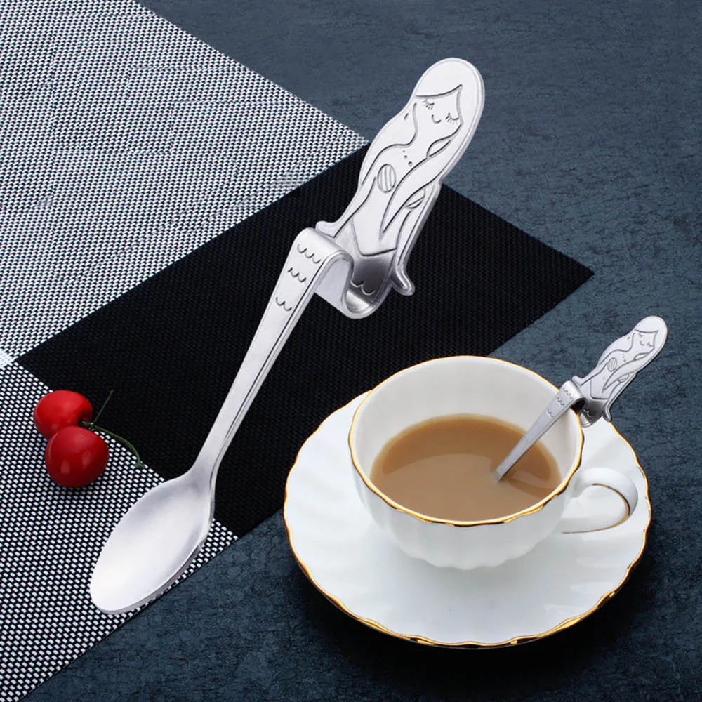 Cute Mermaid Spoon Handle Spoons Flatware Coffee Drinking Tools Kitchen Gadget