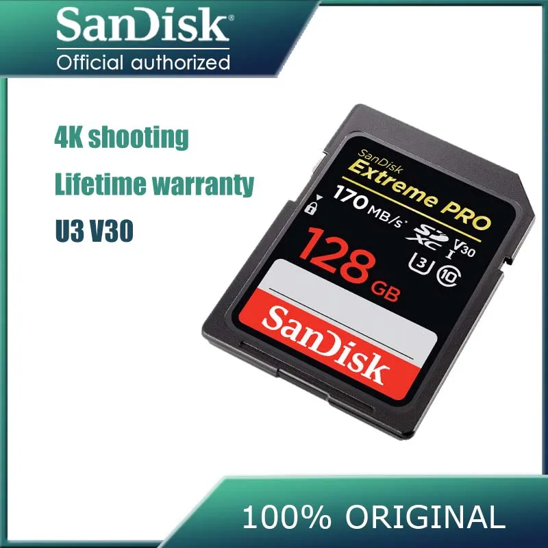 SanDisk Extreme PRO 32 Гб 64 128 ГБ 256 sd карта SDHC SDXC UHS I памяти C10 U3 carte с кардридером для дрона