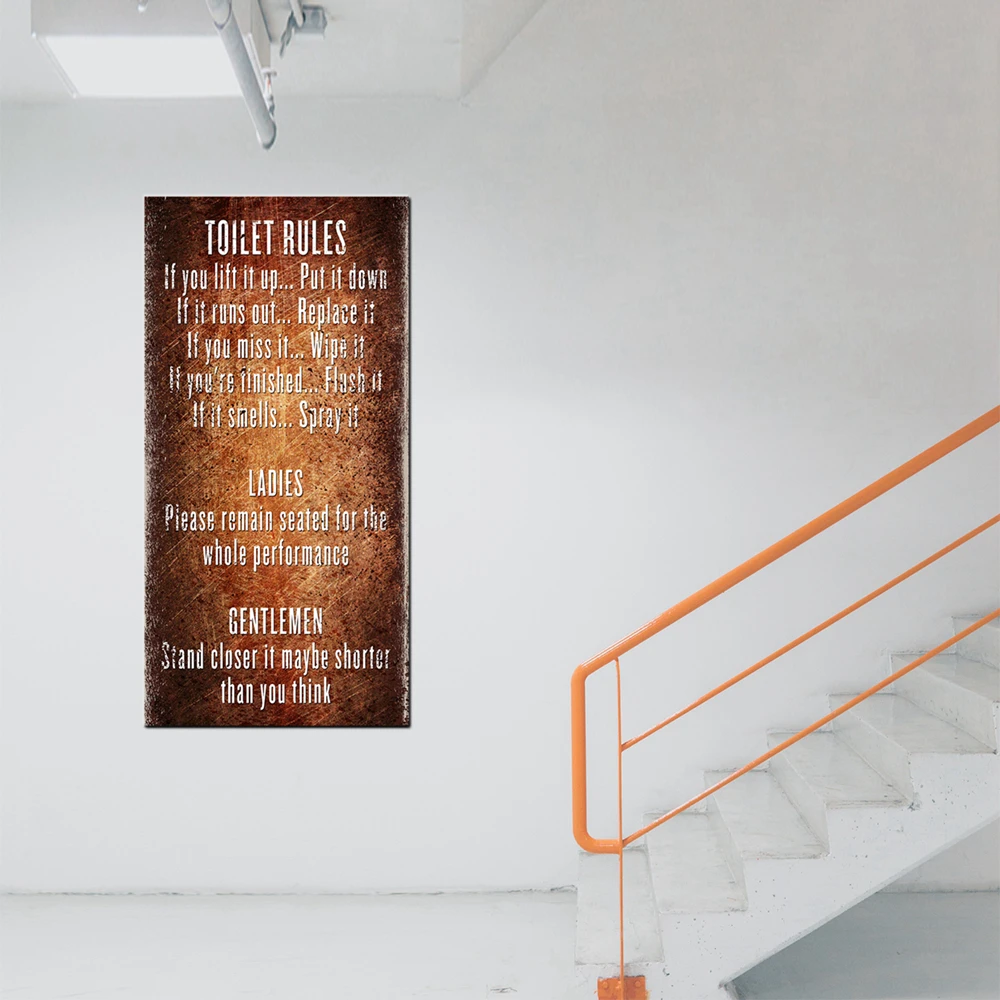 Современный Ресторан Бар Настенный декор Правила пользования туалетом в ретро