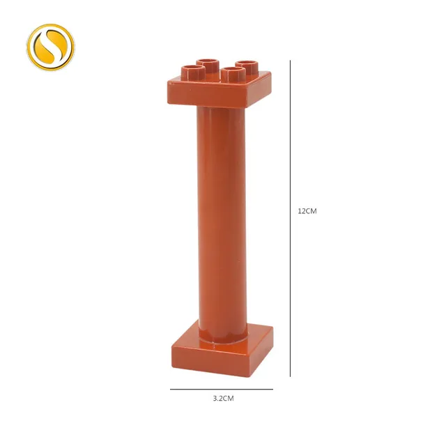 Big Building Block City Farm Architecture Accessories Fence Pillar Bridge Ladder Compatible Big Brick DIY Toys For Children Gift Big pillar-brown