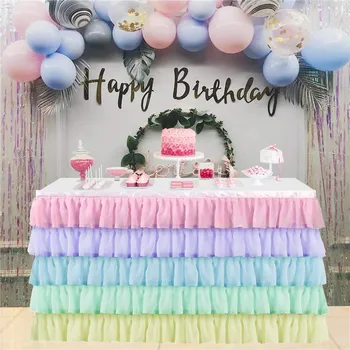 

6ft 5 Layer Table Skirt Party Tutu Table Skirts Baby Shower Favors Banquet Wedding Hotel Decoration Home Textile Table Skirts