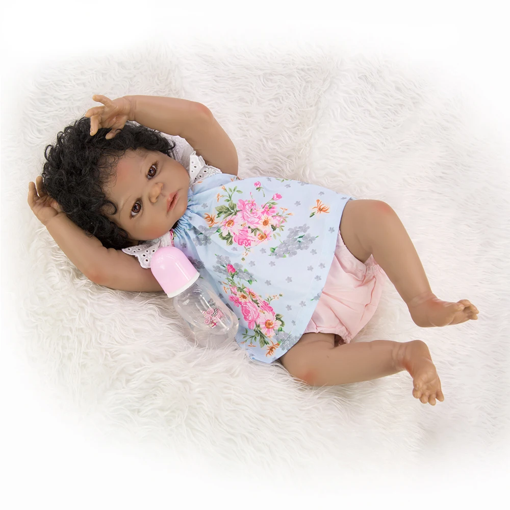 Кукла-Реборн, игрушка для девочки, 23 дюйма, bebe Reborn, полностью силиконовая виниловая кукла-реборн для младенцев, черная кукла для детей, игрушки в подарок