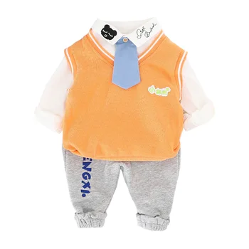

Spring Autumn Trendy Children Clothes Baby Boys Girls Vest Cartoon Shirt Pants 3pcs/set Kids Infant Clothing Toddler Sportswear