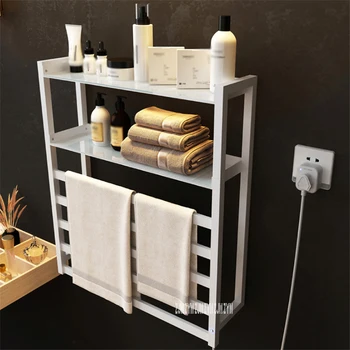 

V-102 Wall Mounted Electric Heating Towel Rack With Storage Rack Intelligent Towel Warmer Smart Fast Drying Heated Towel Rail