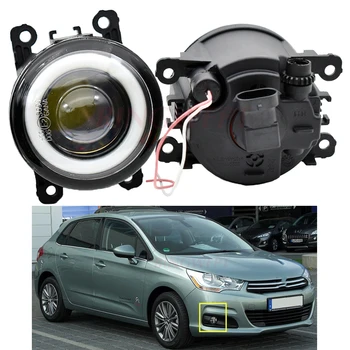 

2PCS Car LED Lamp Fog Lights + Angel Eye For C itroen C4 2005-2010 For C itroen Jumpy Box 2010 2011 2012 2013 2014 2015