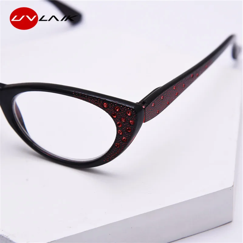 UVLAIK, элегантные очки для чтения «кошачий глаз», женские бриллиантовые очки для дальнозоркости, роскошные очки для дальнозоркости, женские очки