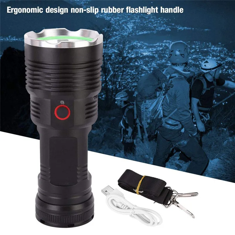 XHP50 Led Flashlight Rechargeable Aluminum Alloy Night Climbing Flashlight Waterproof Lamp USB Charging Lanterna 40AUG704