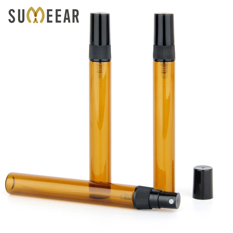 

100Pieces/Lot Bottle 10ML Refillable Glass-Spray Empty Amber Atomizer Perfume Bottle Cosmetic Container