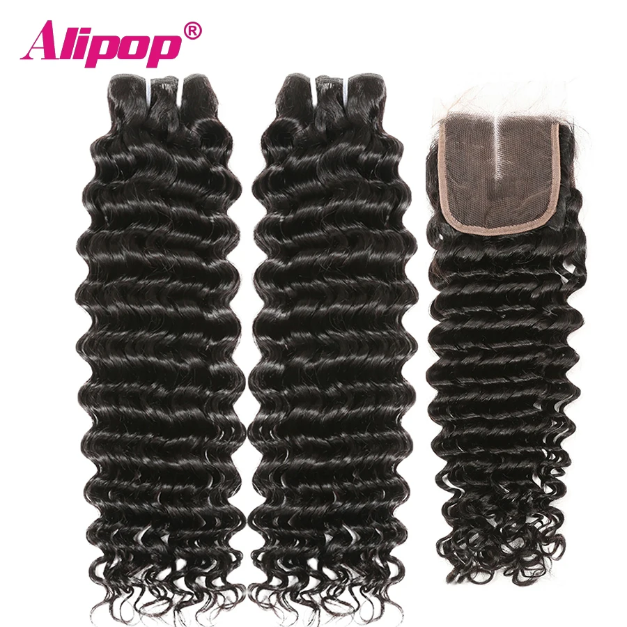 

Deep Wave With Closure Remy Hair Bundles And Closure Human Hair Bundles With Closure Hair Vendors Alipop Keep Curls Well 3 PC