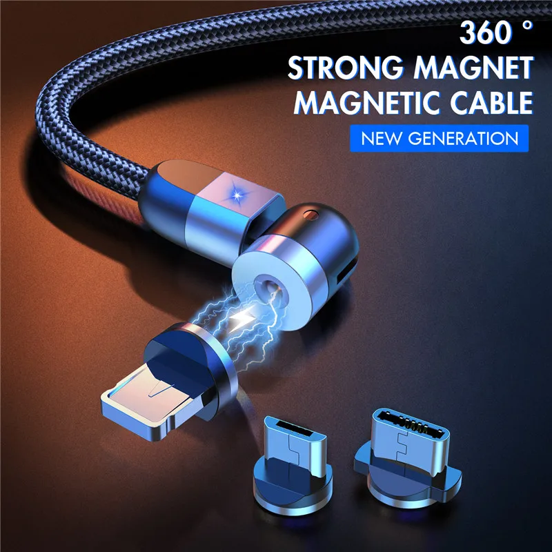 USLION 2020 Новый светодиодный магнитный кабель 3 в 1 USB микро для передачи данных